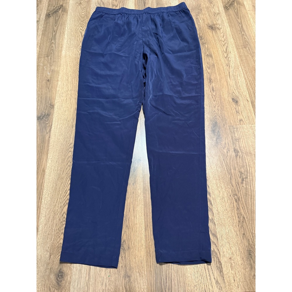 Merona Pull-On Women Size M Blue Pants Elastic Waist Lightweight Straight Leg